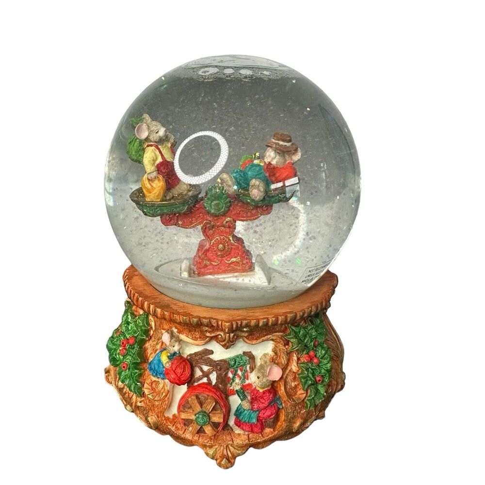 Vintage Stern's Musical Christmas Snow Globe "Joy To The World" Working Seesaw